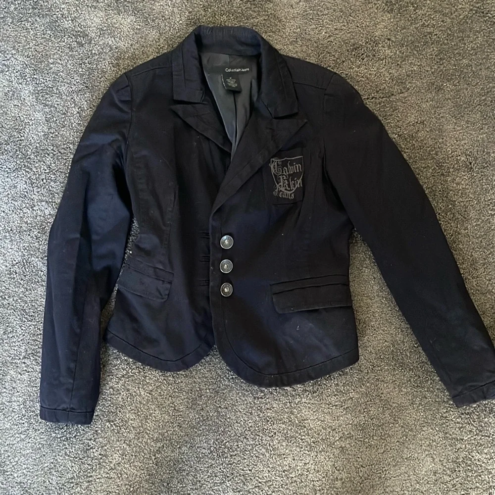 Calvin Klein stylish dark jean blazer